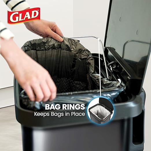 Glad Stainless Steel Step Trash Can, Large Metal Kitchen Garbage Bin with Soft Close Lid, 20 Gallon, Pewter - Indoor & Outdoor Waste Container with Odor Protection and Bag Roll Holder