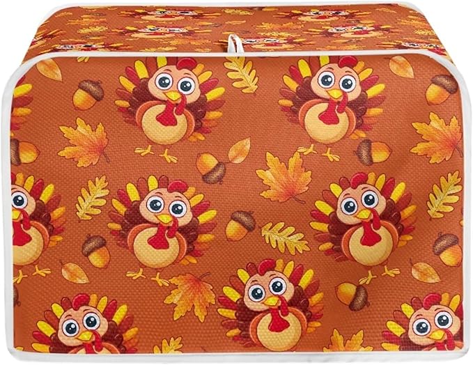 Doojoayie Cute Turkey Toaster Cover Kitchen Decor Dust Proof Oven Cover 4 Slice Bread Maker Protector Kitchen Toaster Protection Thanksgiving Decorations