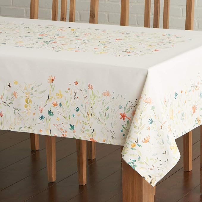 Maison d' Hermine Table Cloth Rectangle Table 100% Cotton 70 x 90 Inches Tablecloth Reusable Decorative for Dining Room Farmhouse Home Valentines Day Decorations Spring Summer - Colmar