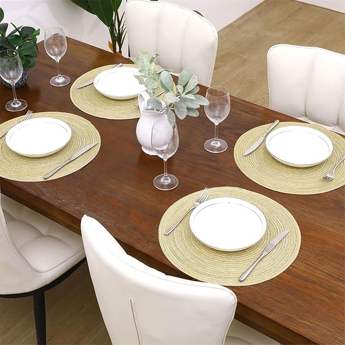 4/8PCS PVC Dandelion Hollow Nordic Style Non-Slip Kitchen Placemat Coaster Insulation Pad Dish Coffee Table Mat Home Hotel Decor(Sliver,34CM Placemats)