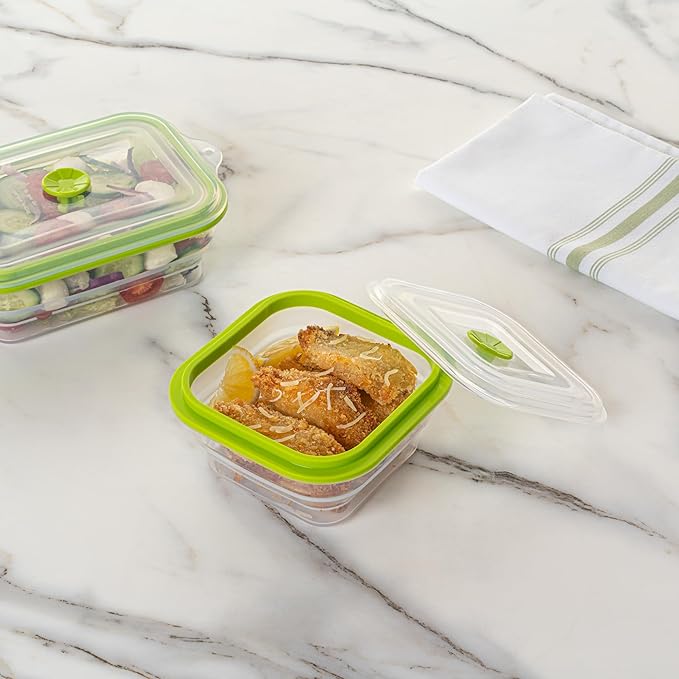 Restaurantware-Fresh Hero 16 Ounce Storage Containers, 1 Durable Airtight Food Containers - Microwavable, Freezable, Green Silicone, Collapsible, Dishwashable, With Vented Lids