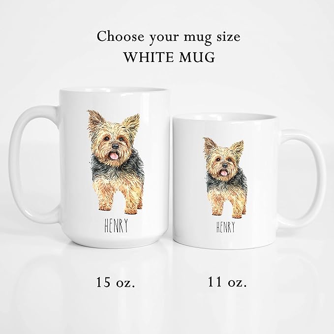 Yorkshire Terrier Custom Coffee Mugs with Name for Dog Mom Dad - Personalized Yorkie Gifts for Best Friends - Grandma Grandpa Present (Yorkshire Terrier)