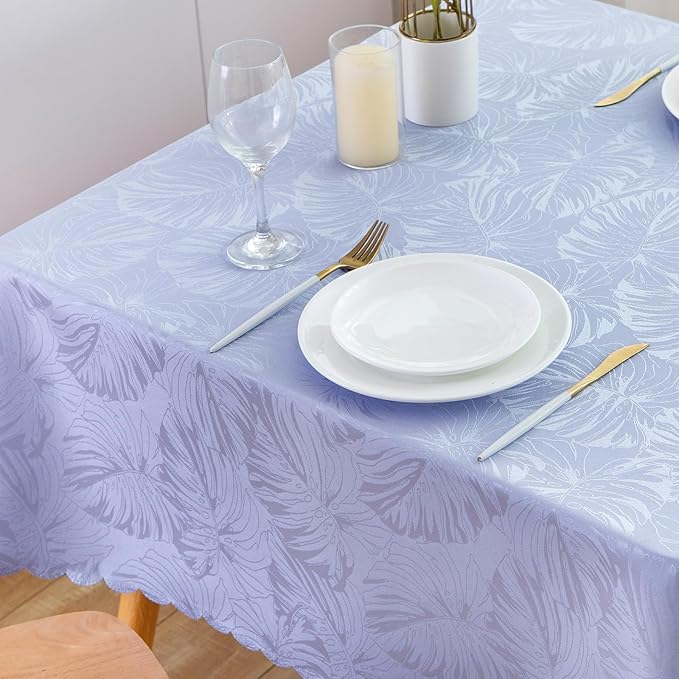 Rectangle Tablecloth Jacquard Purple Table Cloths Waterproof Washable Leaves Soft Woven Fabric Farmhouse Table Cover for Kitchen Dining Outdoor Birthday Party Banquet Decor (60x120In)
