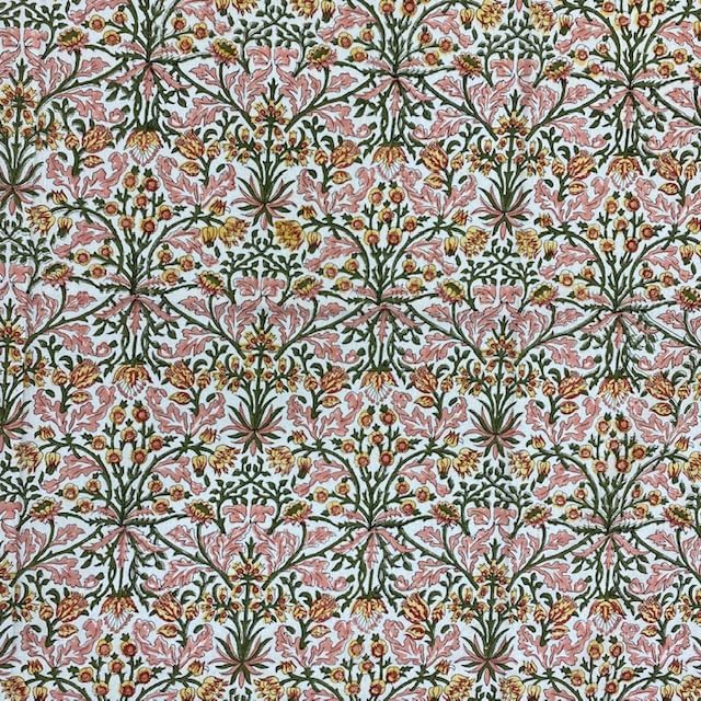 Ridhi Hand Block Print Sassy Salmon Emerald Green Rectangle Cotton Tablecloth 140" x 72" Reusable Table Cover Decorative Everyday Use for Dining, Farmhouse, Home Gift for Spring, Easter, Valentine