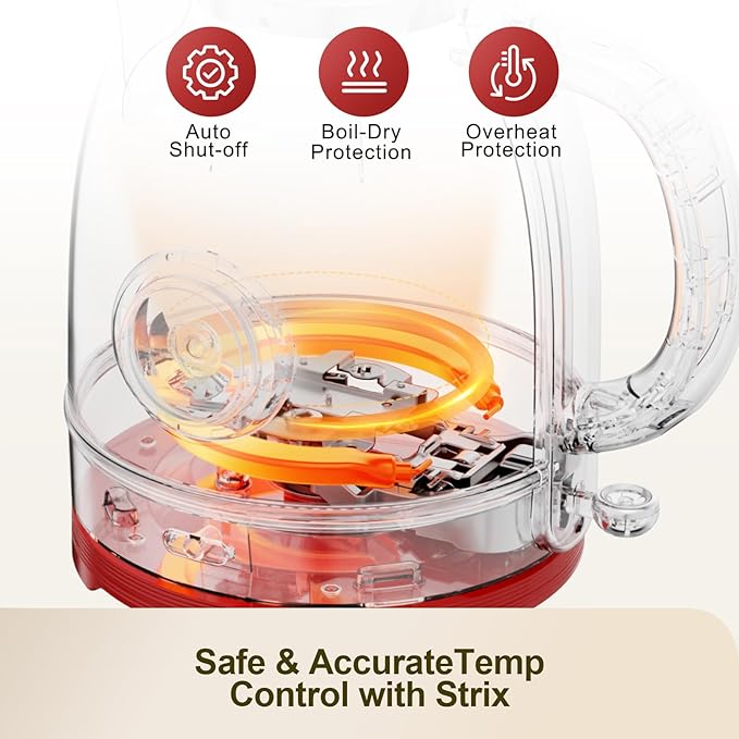 Kawu Electric Kettle, 1.3L/1.4QT Retro Hot Water Tea Kettle & Coffee Pot with Automatic Shut Off, 1000W Electric Tea Kettle with Stainless Steel Inner, Water Boiler for Home & Kitchen, Keep Warm