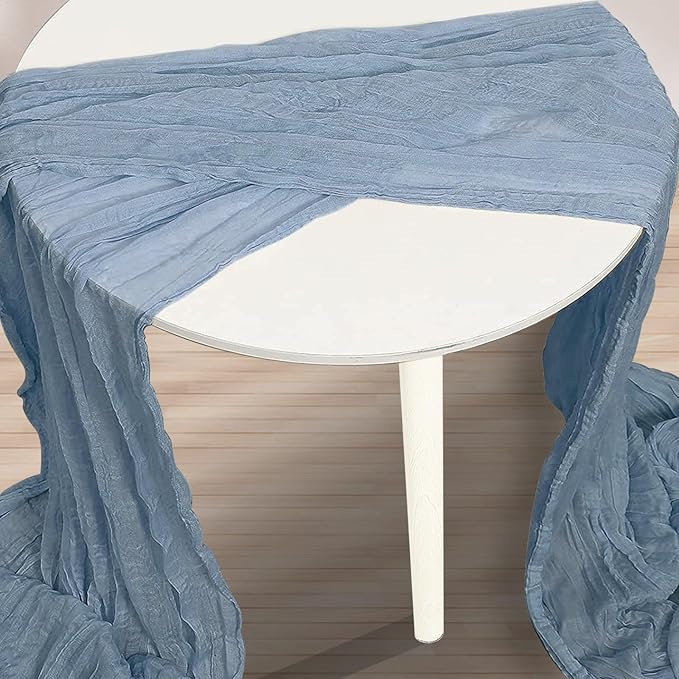 6 Pack Dusty Blue Cheesecloth Table Runner 35x120 Inch 10Ft Rustic Gauze Cheese Cloth Table Runner Sheer Cheesecloth Table Runners for Wedding Party Bridal Shower Decoration