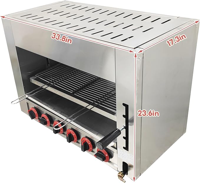 TECHTONGDA LPG Gas Toaster Ovens Cheese Melter Grill Countertop Salamander Broiler for Melt Cheese, Toast Sandwiches and Grill Steaks