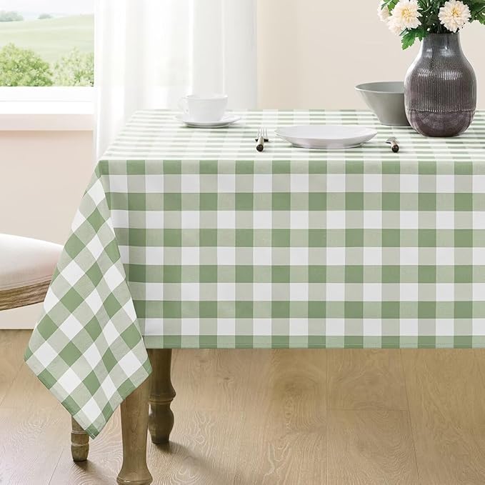 Checkered Tablecloth Rectangle Gingham Table Cloths Waterproof Wrinkle Free Buffalo Plaid Table Covers Washable for Dining, Parties & Outdoor Picnic(Sage Green,60"×84")
