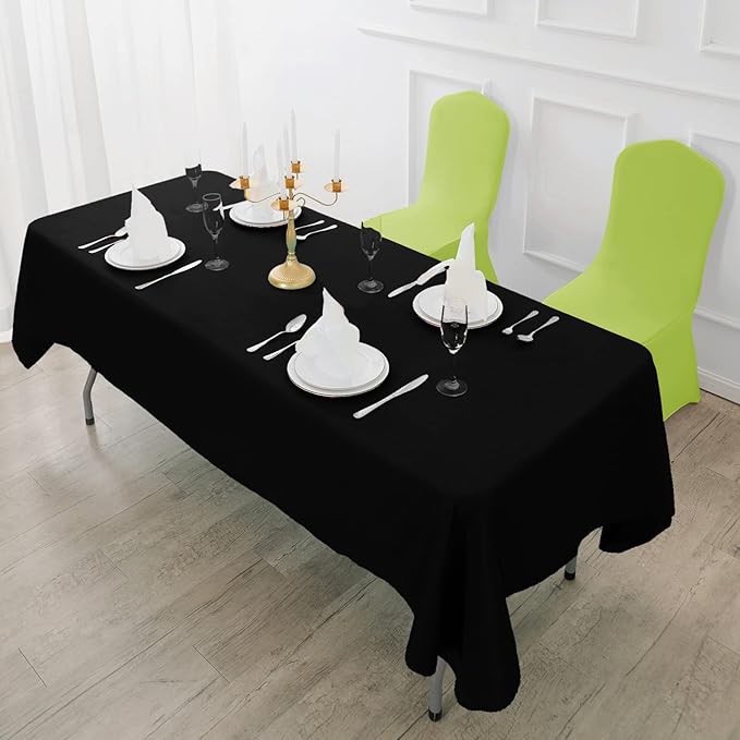 6 Pack Rectangle Tablecloth 60 x 120 Inches Black Table Cloth Stain and Wrinkle Resistant Washable Polyester Fabric Table Cover for Party, Wedding and Banquet Decoration