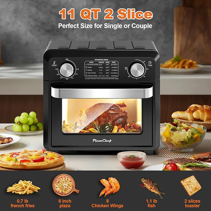 Air Fryer, 11QT,360° Hot Air Circulation for Healthy Oil-Free Cooking,Multifunctional Convection Toaster Oven Air Fryer Combo, Adjustable Temp & Time Control,