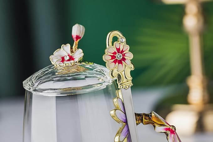 Luka Tech Mothers Day Gifts For Mom,Mom Gifts From Daughter Son,Daisy Flower Glass Tea Cups Best Mom Ever Gift, Birthday Gift For Mum Grandma