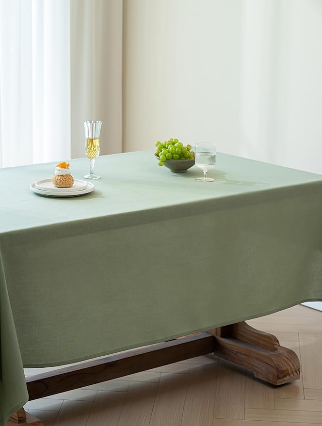 Sage Green Tablecloth for Rectangle Tables 6-8 Person Farmhouse Neutral Table Cloth Rectangular Kitchen Decoration Dining Spring Pastel Green Table Cover Washable 60x84