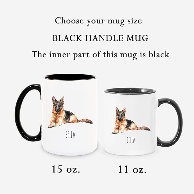 German Shepherd Custom Coffee Mugs with Name for Dog Mom Dad - Personalized Gifts for Best Friends - Grandma Grandpa Present (German Shepherd)