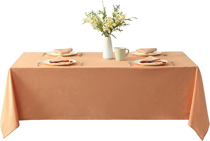 Spring & Easter Holiday Charleston Kankambram Orange 60 x 102 inch Rectangle Fabric Tablecloth, Cotton Table Cover for Indoor Outdoor Dining, Machine Washable Solid Color Tablecloths for Everyday Use