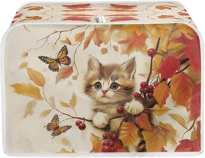Doojoayie Cute Cat Toaster Cover 4 Slice Toaster Dust Cover Oven Dustproof & Washable for Kitchen Small Appliance,Kitchen Essentials Fall Decor Thanksgiving Theme