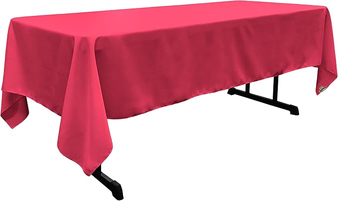 LA Linen Polyester Poplin Washable Rectangular Tablecloth, Stain and Wrinkle Resistant Table Cover 60x102, Fabric Table Cloth for Dinning, Kitchen, Party, Holiday 60 by 102-Inch, Fuchsia