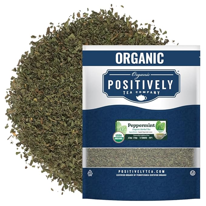 Organic Positively Tea Company, Peppermint Leaf, Herbal Tea, Loose Leaf, 16 Ounce
