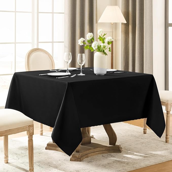 Square Tablecloth 52 x 52 Inch Black 8 Pack Tablecloths Stain-Wrinkle Resistant Washable Polyester Table Cloths for Holiday, Buffet Parties,and Wedding