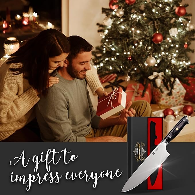 8 inch Professional Chef Knife, Sharp Kitchen Knife, German High Stainless Steel EN1.4116, Gifts for Men Him Husband Dad, Valentines Day Anniversary Birthday Gift from Wife Daughter Son