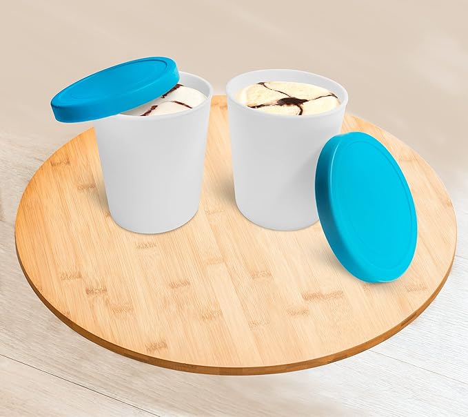 Homemade Ice Cream Container for Freezer - 1 Quart Stackable Storage Tub with Silicone Lid for Freezer - BPA Free & Dishwasher Safe