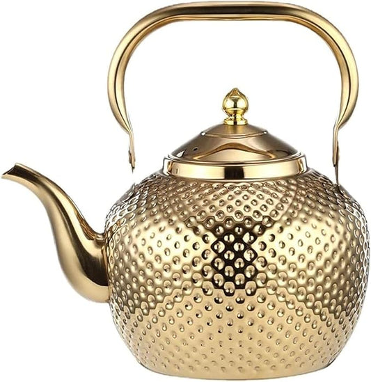 SANQIAHOME 2000ml teapot with Infuser stainless steel Water Boilers lifting handle Tea Maker Water Kettle for Induction/Gas gold