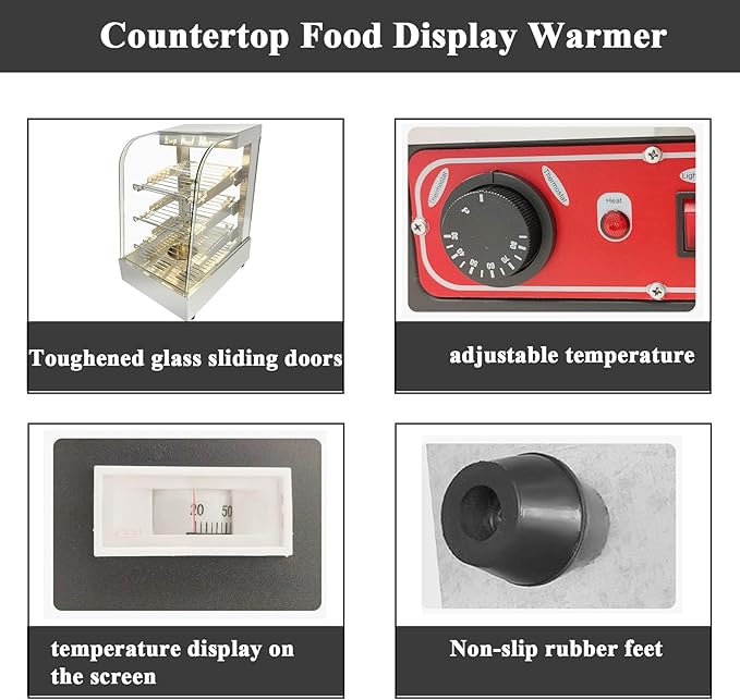 Countertop 15" Food Warmer Display Case 3 Shelf Hot Warming Showcase with Sliding Door and Water Tray,Commercial (15"(Silver))