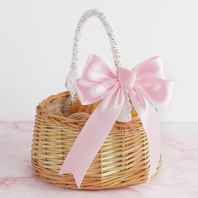 MEEDEE Pink Satin Ribbon 1-1/2 Inch Pink Ribbon Lux Double Faced Satin Ribbons by 50 Yards Polyester Satin Ribbons for Crafts, DIY Crafts, Weddings, Flower Bouquet, Holiday Decorating