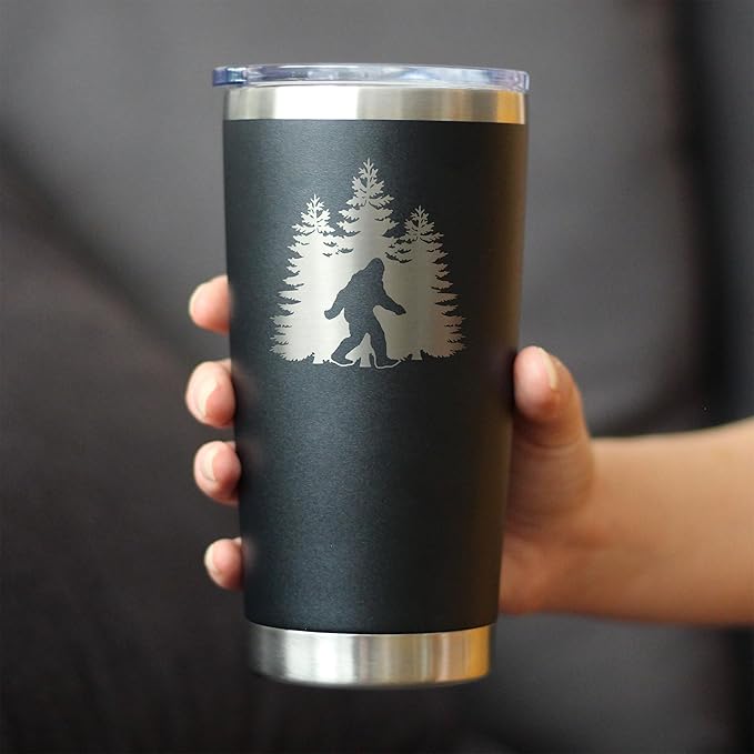 Custom Bigfoot - Personalized Insulated Coffee Tumbler Cup with Sliding Lid - Stainless Steel Insulated Mug - Funny Bigfoot Gifts for Sasquatch Enthusiasts