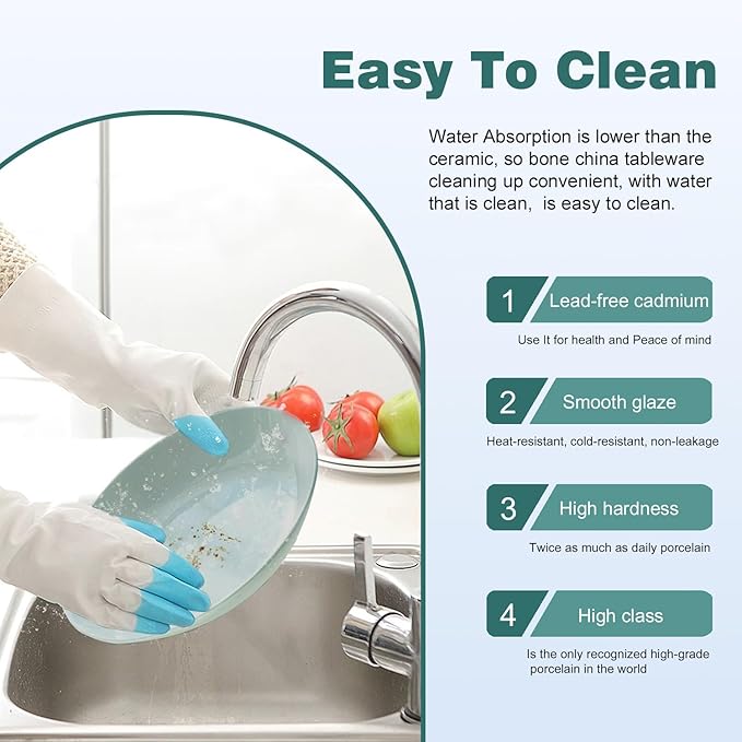 Yoshy 12-Piece White Bone China Dinnerware with Lightweight Durable Chip Resistant Design Service for 4 (12 Piece - Service for 4, Willowmist)