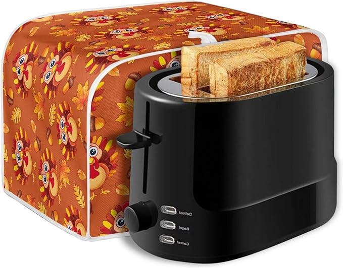 Doojoayie Cute Turkey Toaster Cover Kitchen Decor Dust Proof Oven Cover 4 Slice Bread Maker Protector Kitchen Toaster Protection Thanksgiving Decorations
