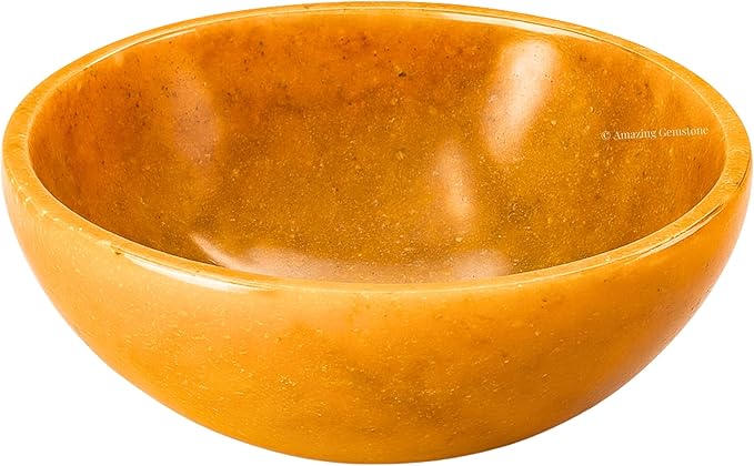 Yellow Jasper Crystal Bowl - 3 Inch Decorative Bowls for Room and Home Decor - Gemstone Healing Crystals for Elegant Display, Positive Energy Balance and Gift