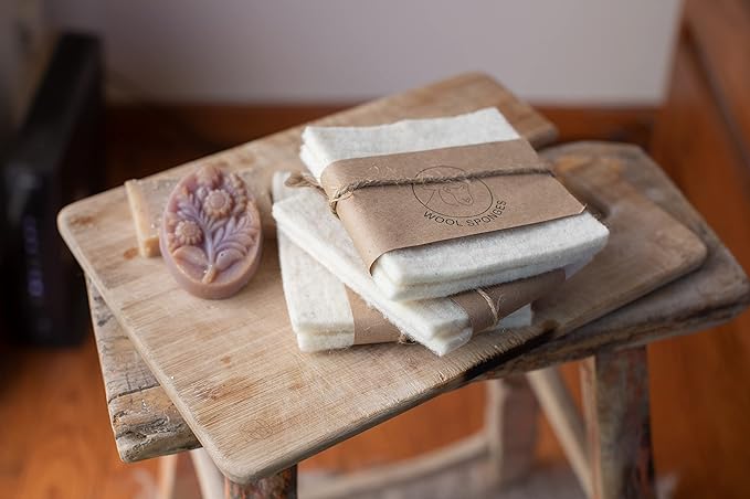 Keyaiira Wool Sponges 2-Pack - Environmentally Friendly, Long-Lasting & Compostable - Perfect for Dishes, Face, Body & Surfaces