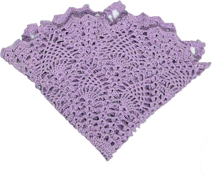 BIBITIME Lace Tablecloth Doily 18 in to 20 in Handmade Crochet Placemat Women Vase Mat Kitchen Table Runner (1PC, Light Purple)