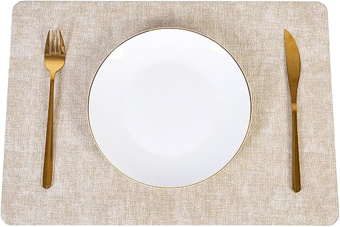 Anti Crease PU Leather Placemat Waterproof Heat- Wipeable Dining Table Mats for Home Kitchen(Rectangle D)
