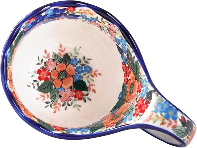 ALMA 2025 Updated Microwavable Soup Bowl with Large Long Handle,18oz Soup Bowl Giftable for Women,Unique Cereal Bowl for Soup,Yogurt,Snack,Chip,Stew,Ice cream-Wildflower Waltz Theme