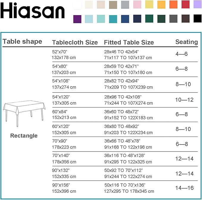 Hiasan Rectangle Tablecloth - Waterproof Washable Fabric Table Cloth for Wedding, Banquet, Gathering and Dining Room, 90 x 132 Inch, Turquoise