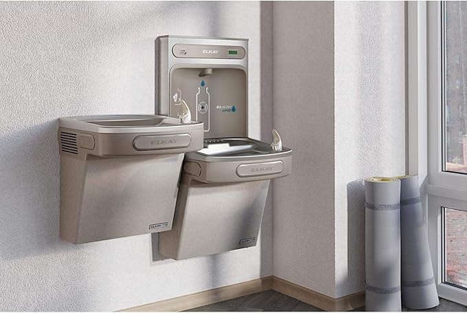 Elkay LZSTLG8WSLK EZH2O Bottle Filling Station & Versatile Bi-Level ADA Cooler, High Efficiency Filtered 8 GPH Light Gray