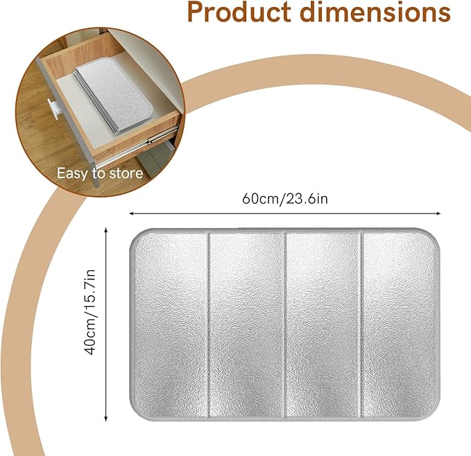 2 Pcs Foldable Heat Resistant Mat for Countertops - 23.2x15.3 Inch Kitchen Protector Pad, Compatible with Air Fryer, Coffee Maker, Oven, Toaster & Food Warming Mats