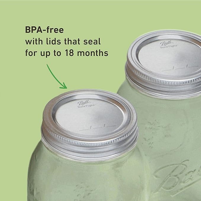 Ball Regular Mouth Quart (32 oz) Mason Jars with Lids and Bands