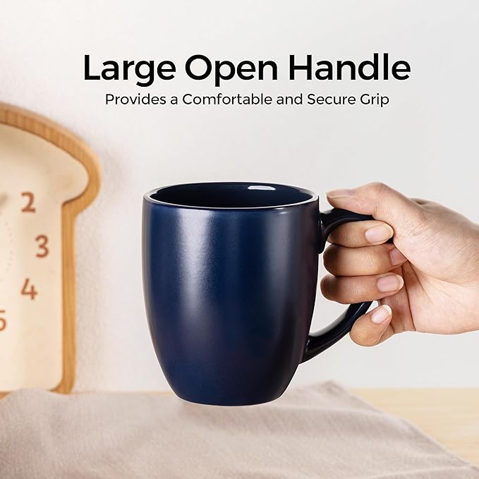 GBhome 12oz Coffee Mugs Set of 6,Ceramic Coffee Mugs for Man, Woman, Dad, Mom, Modern Coffee Mugs Set with handle for Tea/Latte/Cappuccino/Milk/Cocoa. Dishwasher&Microwave Safe,Multi-Color