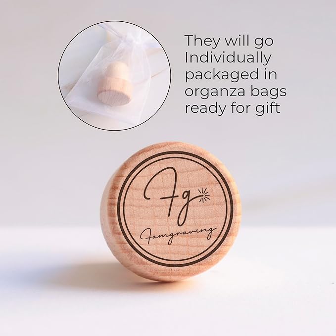 Custom wooden wine bottle stopper for party favors, personalized engraved wedding gifts set, house warming gift new home, It's wine o clock, souvenir presents for guest in bulk (Your logo)