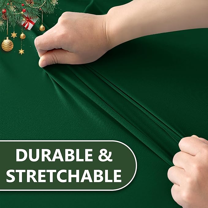 Table Cover for 6 Foot Rectangle Tables-8 Pack Hunter Green Fitted Stretch Tablecloth-Spandex 6ft Christmas Tablecloth for Party, Vendor Booth Display, Banquet Buffet Event, Craft Trade Show