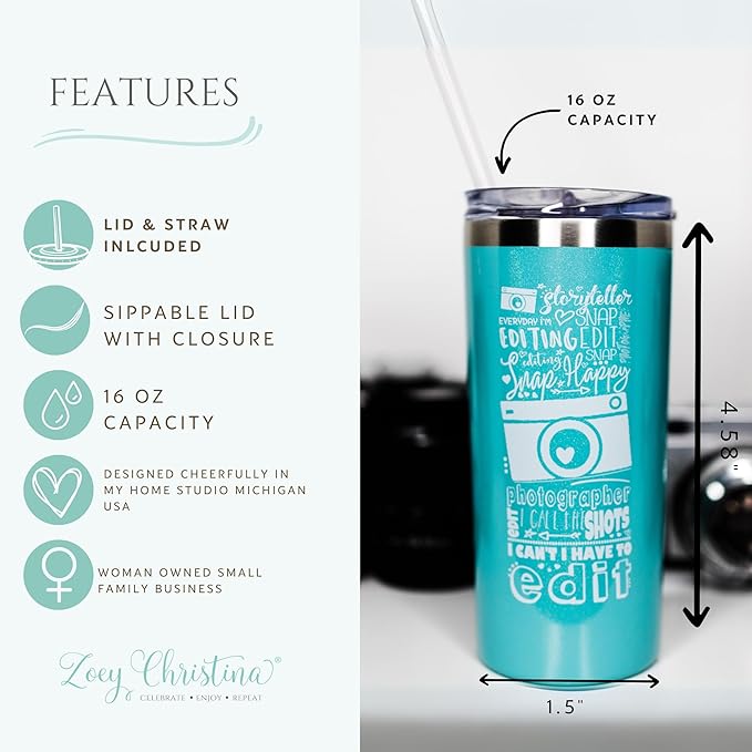 Zoey Christina 21st Birthday Coffee Tumbler for Her 16oz Stainless Steel Insulated Travel Cup with Straw Cute Twenty One Gift for Women, Girls, Daughter, Best Friend (Mint)