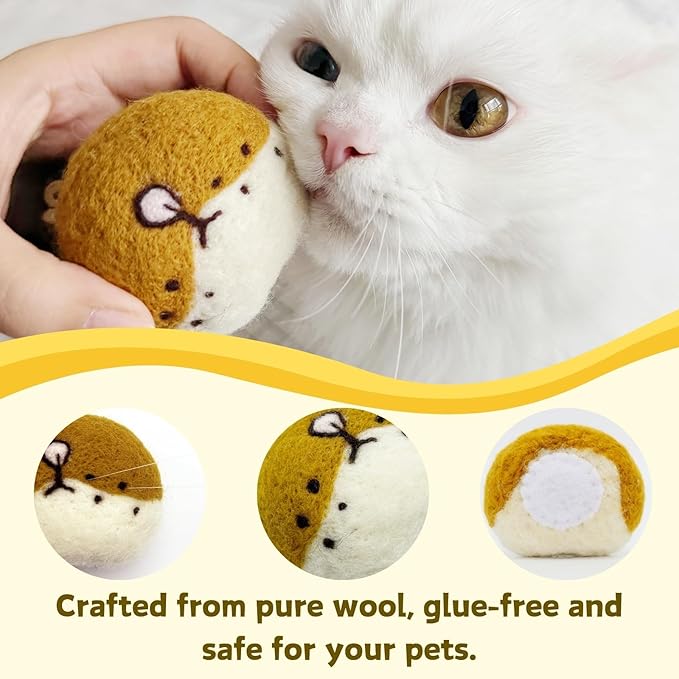 Handmade Cat Whisker Holder, Wool Cat Refrigerator Magnet, Cute White Cat Design Whiskers Collector, Ginger Cat Gifts for Cat Lover