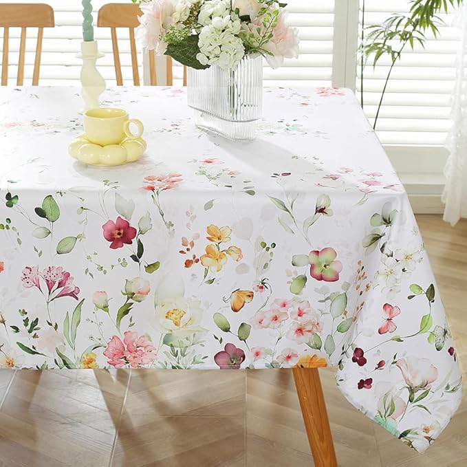 MATIRUG Spring Summer Tablecloth for Rectangle Tables 60x102 Inch,Waterproof Wildflower Fabric Table Cloth, Washable Floral Runner Style Tablecloths for Picnic Dinner Outdoor