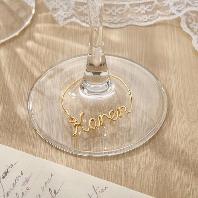 Wine Glass Charms Personalized for Wedding, Bridal Shower, Baby Shower, Retirement or Engaged Party - Custom Name Drink Tag for Champagne Stem Glass - Bachelorette Party Favors for Girls Weekend Trip