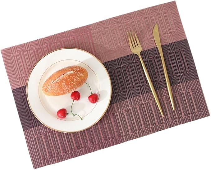 Non-Slip Woven Insulation Placemats Washable Elegant Kitchen Table Mats for Dining Heat(Woven Redwine,1pcs 45x30cm)