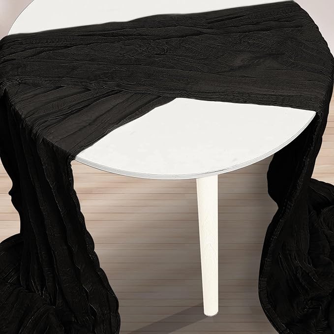 1 Pack Black Cheesecloth Table Runner 35x120 Inch 10Ft Rustic Gauze Cheese Cloth Halloween Table Runner Sheer Cheesecloth Table Runners for Wedding Party Bridal Shower Decoration