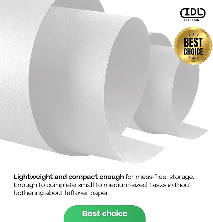 White Kraft Paper Roll 18" x 2160" (180 feet) with Cutter - USA-Made Wrapping Paper for Packing, Moving, Shipping & Crafts/Arts - 100% Recyclable Natural Craft Material by IDL Packaging