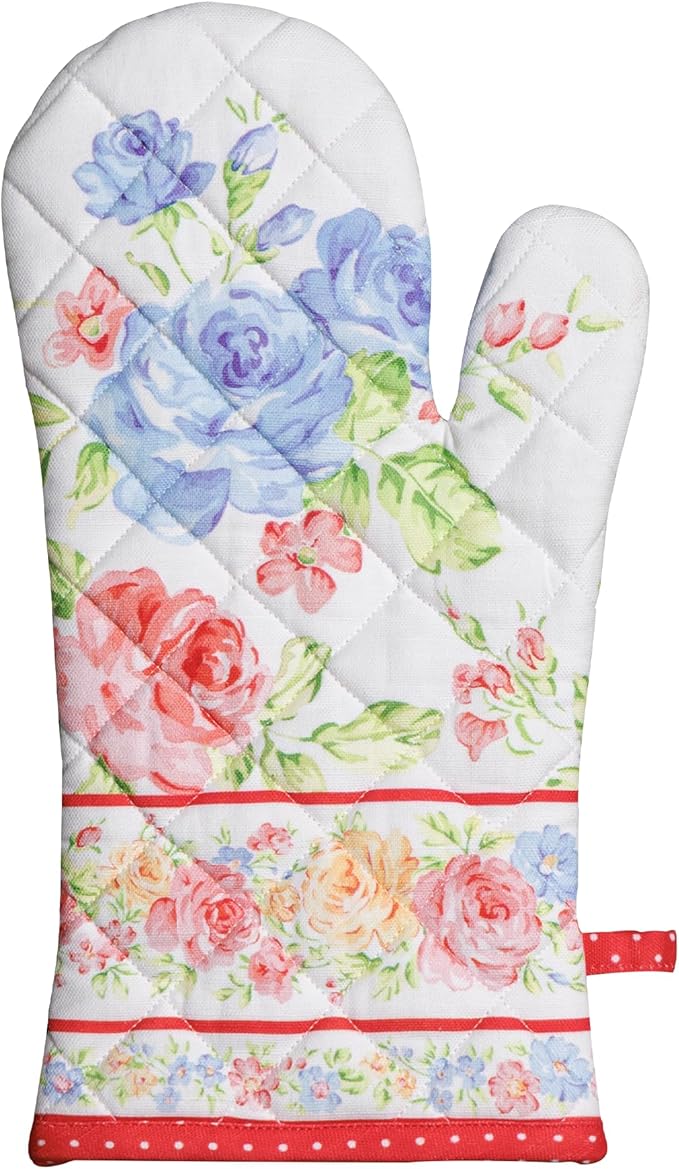 Maison d' Hermine Oven Gloves 100% Cotton Oven Mitt 7" x 13" with Loop Heat Resistant, BBQ, Cooking Gloves, Baking, Grilling, Kitchen, Handling Hot Pans Spring/Summer (Pack of 1, Vintage Floral)